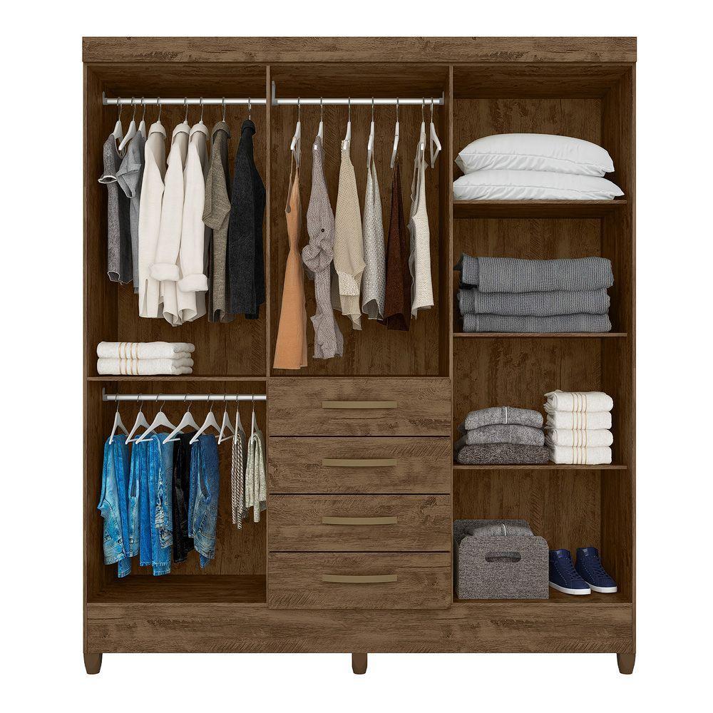 Guarda Roupa 6 Portas Com Espelho New Avaí Castanho 896331 - 2