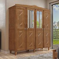 Guarda Roupa Solteiro 4 Portas 3 Gavetas Madeira Imbuia - 1