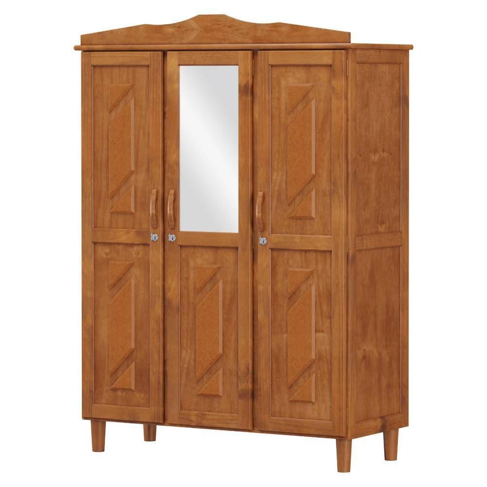 Guarda Roupa Solteiro 3 Portas 3 Gavetas Madeira Mel - 3