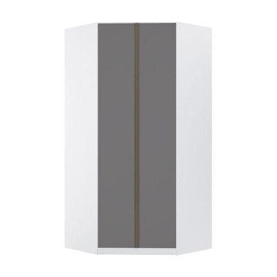 Guarda Roupa Closet de Canto Prime 2 Portas Bater Branco FF com Cinza Puro MDP