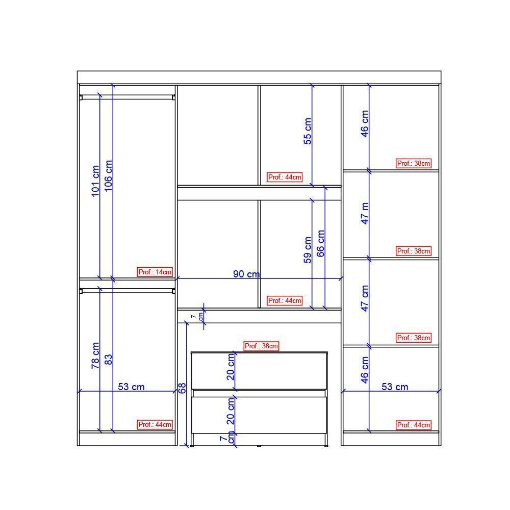 Guarda Roupa Casal 6 Portas 2 Gavetas Branco C/ Escrivaninha - 3