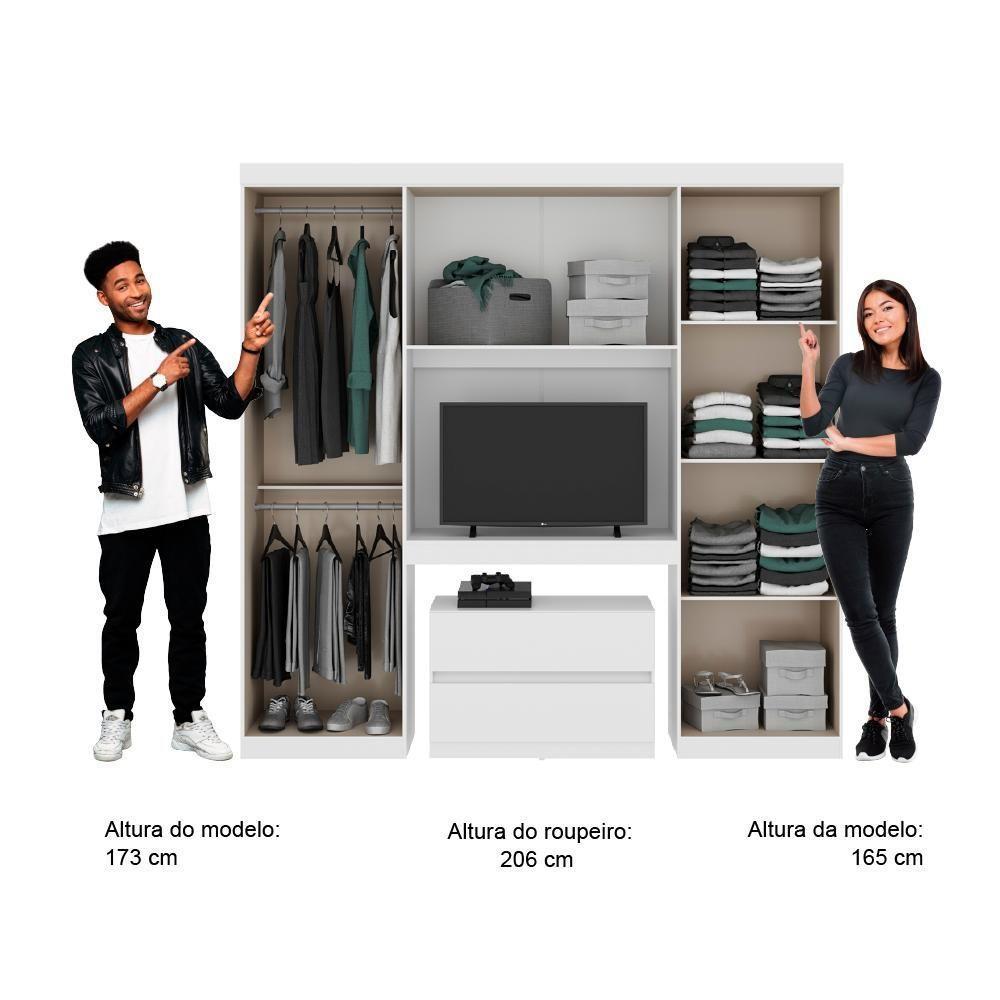 Guarda Roupa Casal 6 Portas 2 Gavetas Branco C/ Escrivaninha - 5