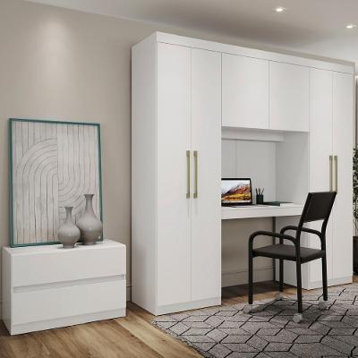 Guarda Roupa Casal Porto 6 Portas de Bater 2 Gavetas Branco MDP Móveis Carraro