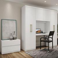 Guarda Roupa Casal 6 Portas 2 Gavetas Branco C/ Escrivaninha - 1