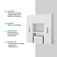 Guarda Roupa Casal 6 Portas 2 Gavetas Branco C/ Escrivaninha - 7