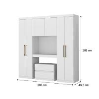 Guarda Roupa Casal 6 Portas 2 Gavetas Branco C/ Escrivaninha - 8