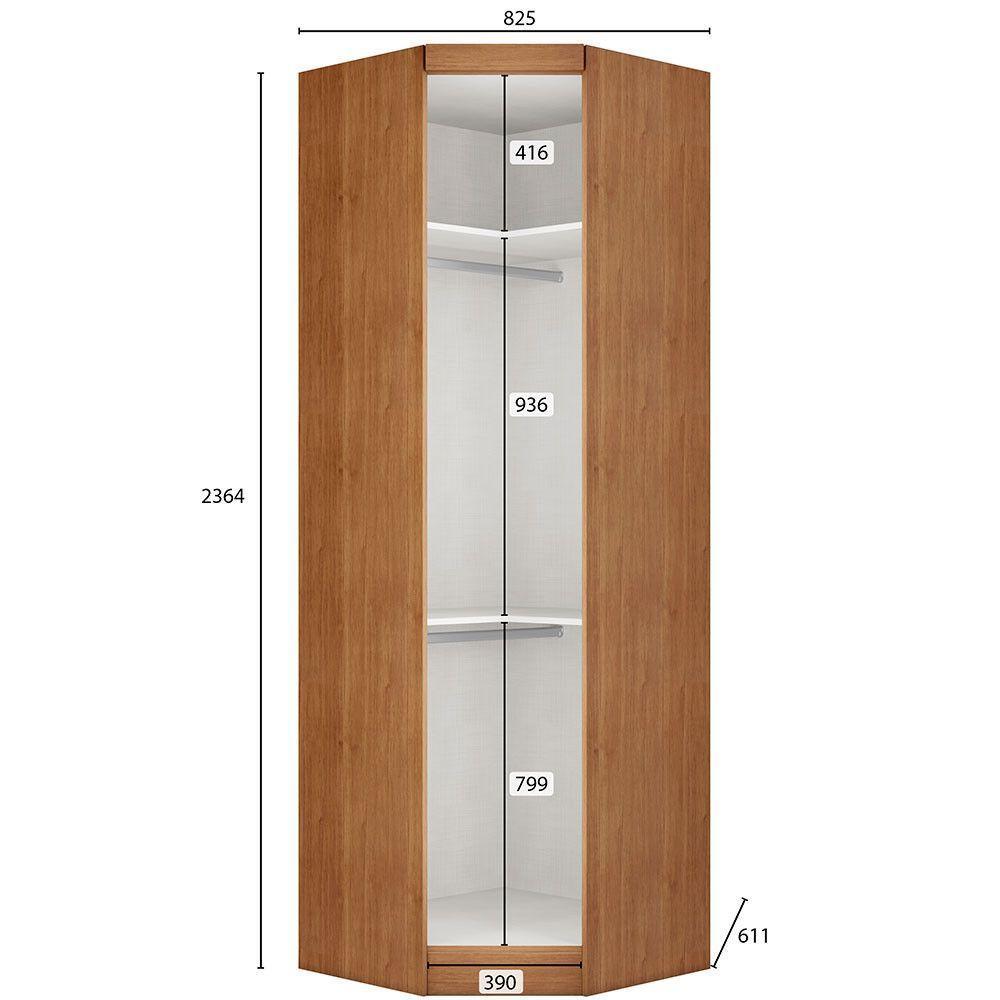 Modulo Obliquo P/ Guarda-roupa Com 1 Porta Cumaru/fendi - 3