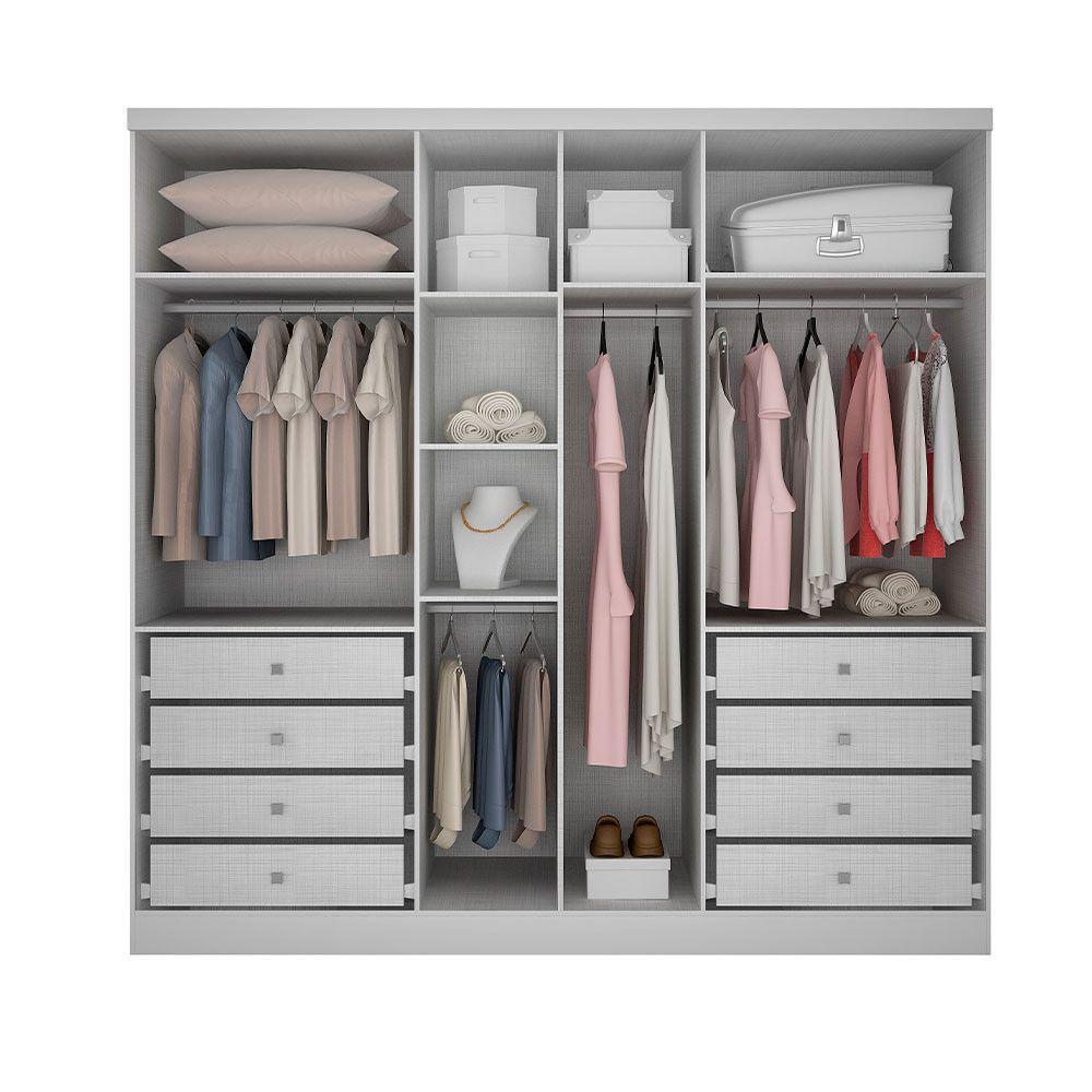 Modulo Para Guarda Roupa Com 6 Portas E 8 Gavetas Branco - 2