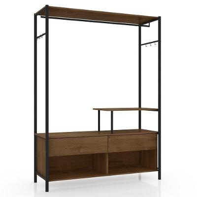 Guarda Roupa Casal Closet Barcelona Sem Portas 2 Gavetas Preto-Demolição Artefamol Móveis