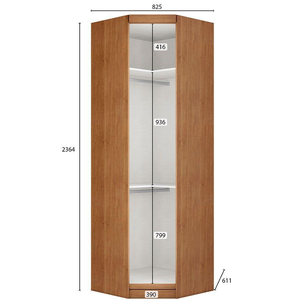 Modulo Canto Obliquo Para Guarda-roupa Com 01 Porta Cumaru - 3