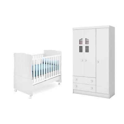 Guarda Roupa 3 Portas Amore E Berço Mini Cama Amore Branco