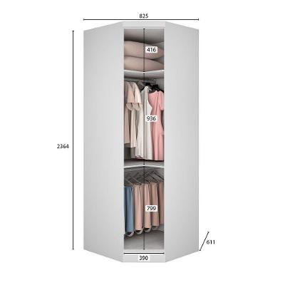 Módulo Canto Guarda Roupa Casal Safira 1 Porta Bater Branco MDF