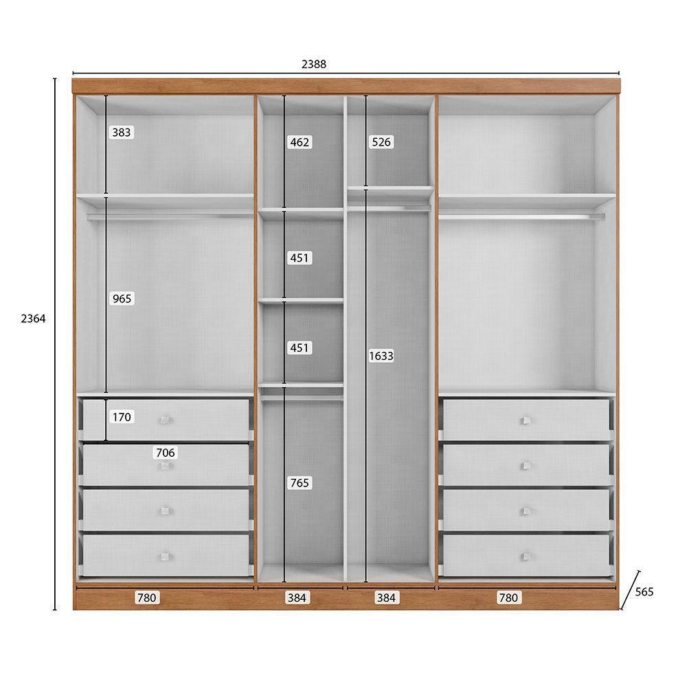 Modulo P/ Guarda Roupa Com 6 Portas E 8 Gavetas Cumaru/fendi - 3