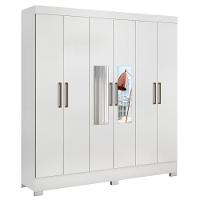 Guarda Roupa 6 Portas Com Espelho 3 Gavetas Pratico Branco - 1