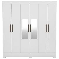 Guarda Roupa 6 Portas Com Espelho 3 Gavetas Pratico Branco - 2