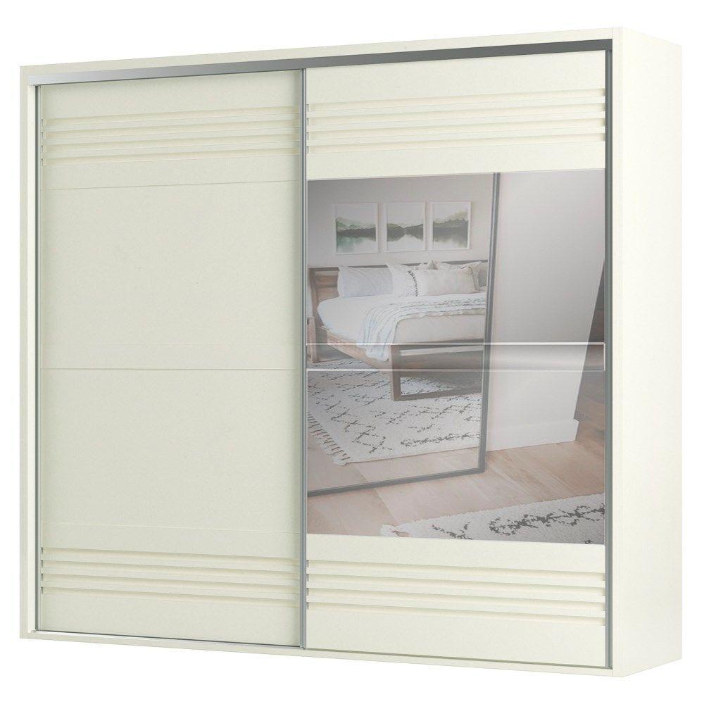 Guarda Roupa Casal Com Espelho 267Cm 2 Portas 100% Mdf Tw603E Off White - 1
