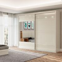 Guarda Roupa Casal Com Espelho 267Cm 2 Portas 100% Mdf Tw603E Off White - 4