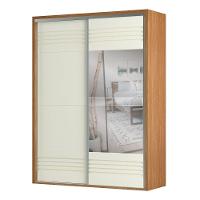 Guarda Roupa Solteiro Com Espelho 179Cm 2 Portas 100% Mdf Tw601E Freijó-Off White - 1