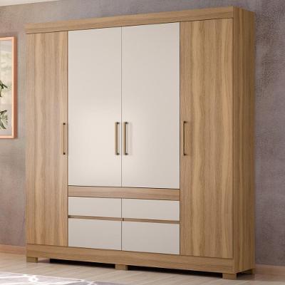 Guarda Roupa Casal Bilbão D02 4 Portas de Correr 4 Gavetas Amendola-Off White Mpozenato