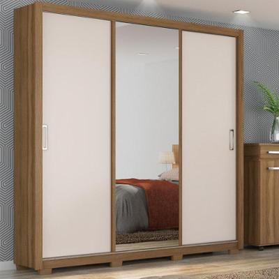 Guarda Roupa Casal Residence D02 3 Portas de Correr 2 Gavetas Amendola-Off White
