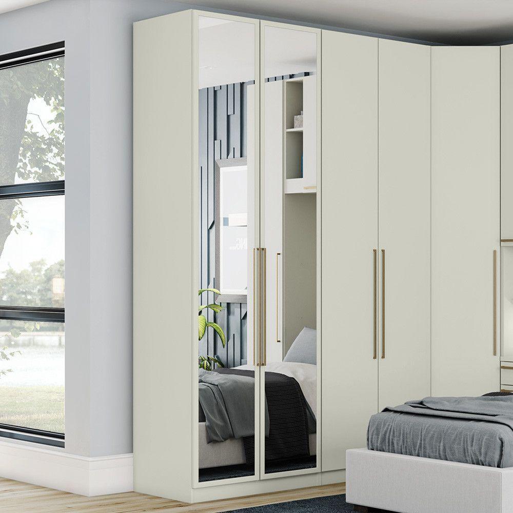 Guarda Roupa Modulado 3 Gavetas 2 Portas Com Espelho Areia - 2