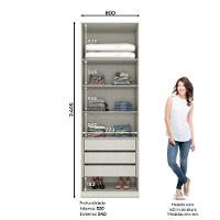 Guarda Roupa Modulado 3 Gavetas 2 Portas Com Espelho Areia - 6