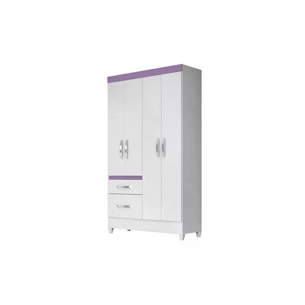 Kit Roupeiro S/Espelho C/Cômoda Branco/rosa/azul/lilas Flex - 3