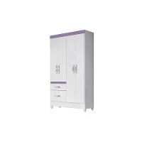 Kit Roupeiro S/Espelho C/Cômoda Branco/rosa/azul/lilas Flex - 3