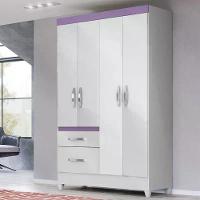 Kit Roupeiro S/Espelho C/Cômoda Branco/rosa/azul/lilas Flex - 5