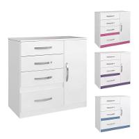 Kit Roupeiro S/Espelho C/Cômoda Branco/rosa/azul/lilas Flex - 7