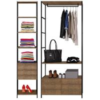 Quarto Modulado 2 Módulos Industrial Quadra Base Preto - 1