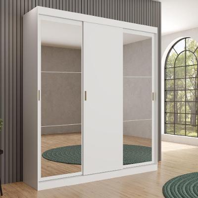 Guarda Roupa Casal Marvin 3 Portas de Correr 4 Gavetas Branco MDP Móveis Carraro
