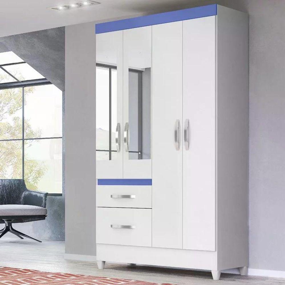 Kit Roupeiro C/Espelho C/Cômoda Branco/rosa/azul/lilas Flex - 2