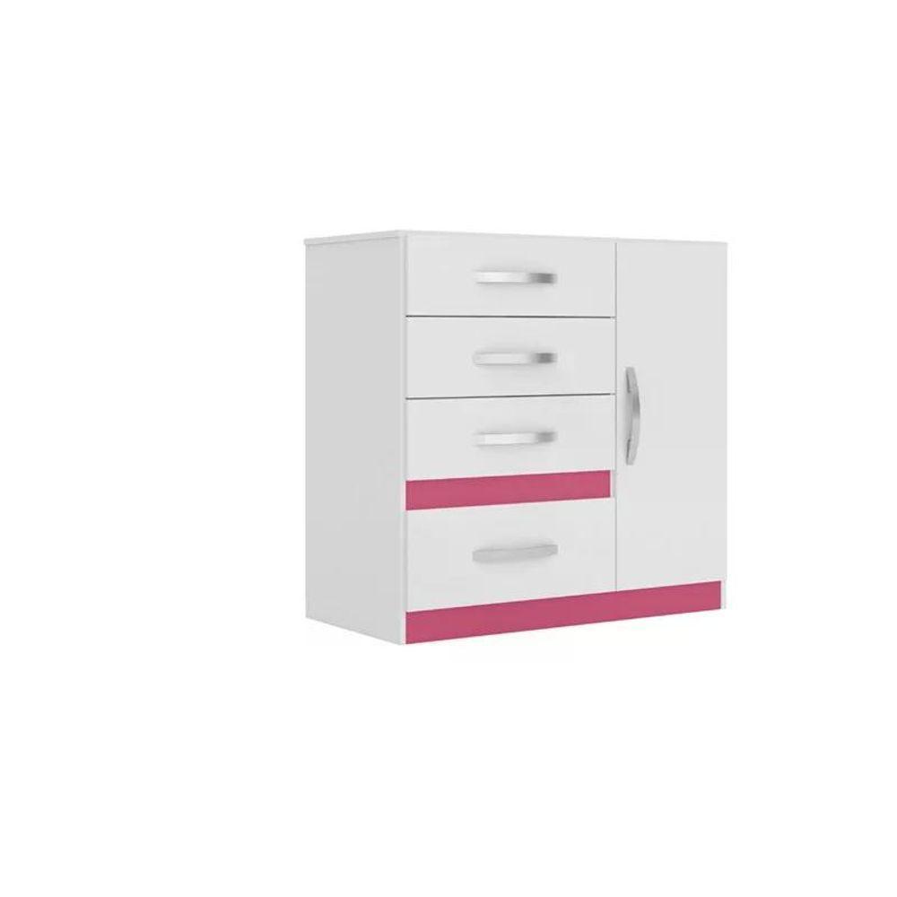 Kit Roupeiro C/Espelho C/Cômoda Branco/rosa/azul/lilas Flex - 5