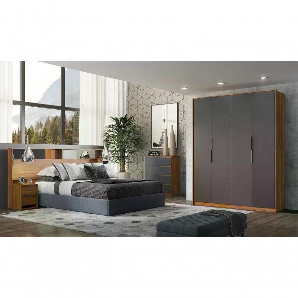 Guarda Roupa Casal 4 Portas Atore Amendola Grafito - 3