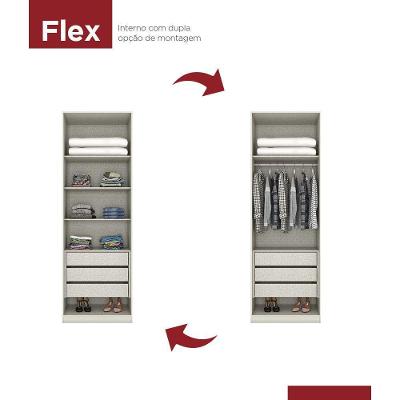 Guarda Roupa Modular Predileto 2 Portas Bater 3 Gavetas Areia MDF Henn