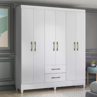 Guarda Roupa Casal Panamá 6 Portas 2 Gavetas Naturale-Branco MDP