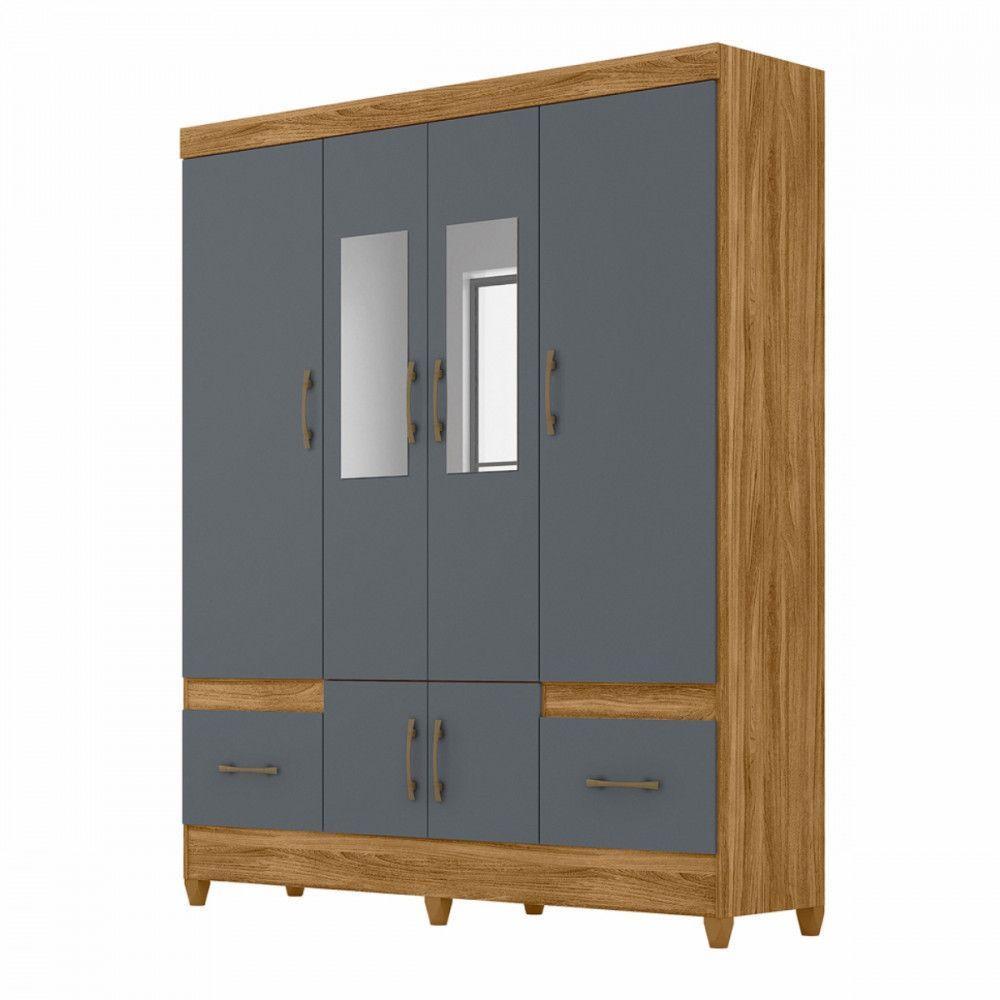 Guarda Roupa Casal Ms912 6 Portas Com Espelho Freijo Cinza Moval Freijo cinza - 1