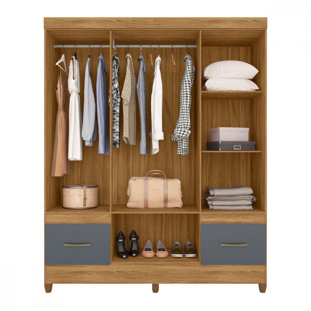 Guarda Roupa Casal Ms912 6 Portas Com Espelho Freijo Cinza Moval Freijo cinza - 3