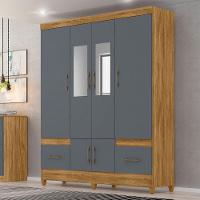 Guarda Roupa Casal Ms912 6 Portas Com Espelho Freijo Cinza Moval Freijo cinza - 4