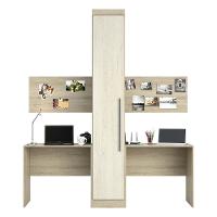 Guarda Roupa 1 Porta 4 Prateleiras Com 2 Escrivaninhas Avelã Rústico - 7