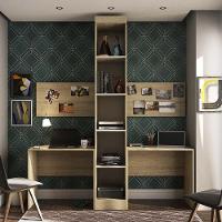 Guarda Roupa 1 Porta 4 Prateleiras Com 2 Escrivaninhas Avelã Rústico - 8