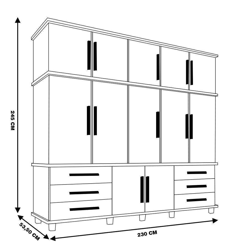 Guarda Roupa 12 Portas 6 Gavetas e Sapateira Hawking Malbec - 7