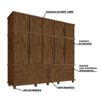 Guarda Roupa 12 Portas 6 Gavetas e Sapateira Hawking Malbec