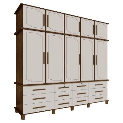 Guarda Roupa 10 Portas e 12 Gavetas Nicolau Malbec off White