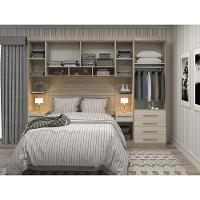 Guarda Roupa 8 Portas 6 Gavetas Com Cabeceira Avelã Rústico - 5