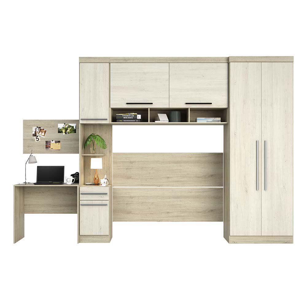 Guarda Roupa 6 Portas C/Cabeceira E Escrivaninha Avelã - 6