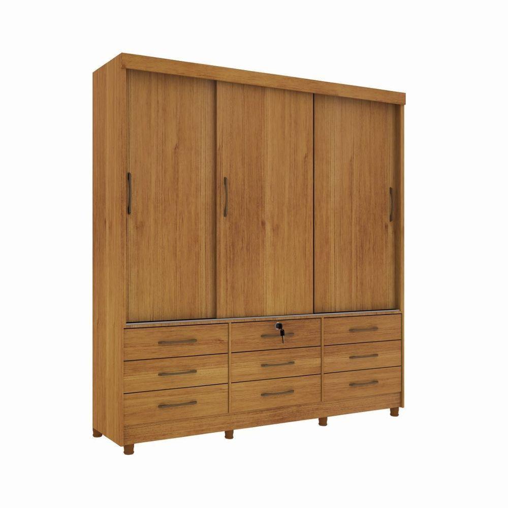 Guarda Roupa Chicago 3 Portas 9 Gavetas Com Pés cinamomo - 1