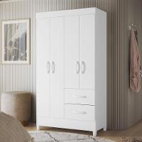 Guarda Roupa Mobi 4 Portas 2 Gavetas Branco Fosco rosa Branco Fosco rosa - 1