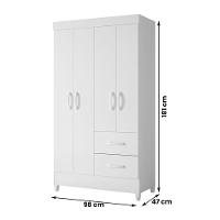 Guarda Roupa Mobi 4 Portas 2 Gavetas Branco Fosco rosa Branco Fosco rosa - 2